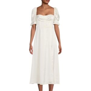 WEWOREWHAT NWT Puff Sleeve Midi Dress Size 6 Satin Sweetheart Neckline Lined